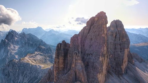 Panoramic view of rock formations against sky