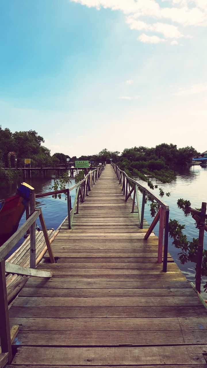 VIEW OF WOODEN PIER AGAINST SKY