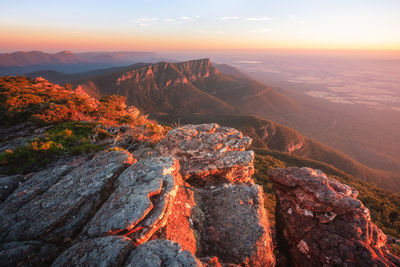 Beutiful sunrise from mount william, grampians. victoria, australia.