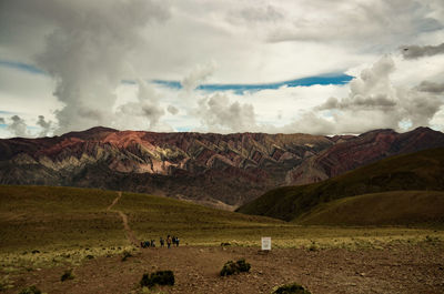 Panoramic view of landscape and mountains against sky