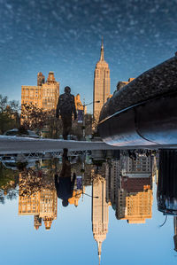 Reflection of buildings in city