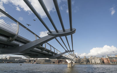 Bridge over sea against sky in city