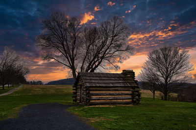 Scenic view of field against sky during sunset