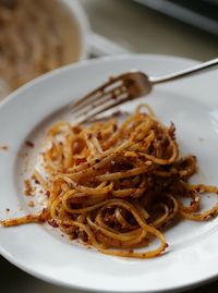 Close-up of pasta in plate