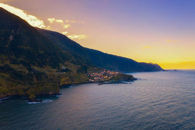 Scenic view of sea against sky during sunset