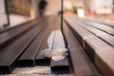 Close-up of railroad tracks