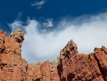 Low angle view of bryce canyons against sky