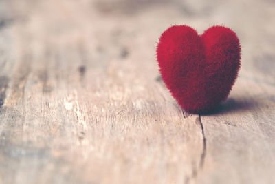 Close-up of heart shape on table