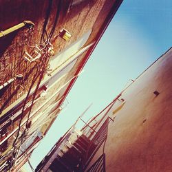 Low angle view of buildings against clear sky