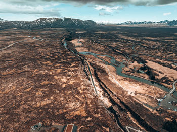 The well visible tectonic plate at thingvellir national park in iceland.