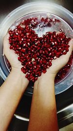 Midsection of woman with red berries