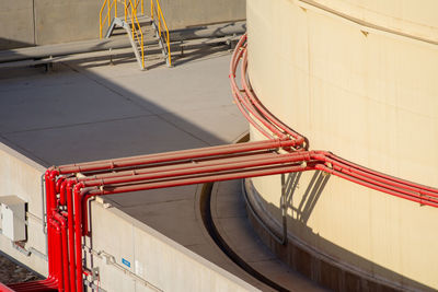 High angle view of staircase by building