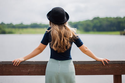 Woman looking at lake