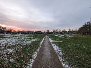 Evening glow on a frosty track