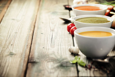 High angle view of tea on table