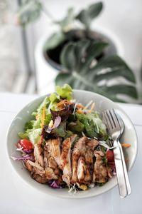 Close-up of meal served in plate