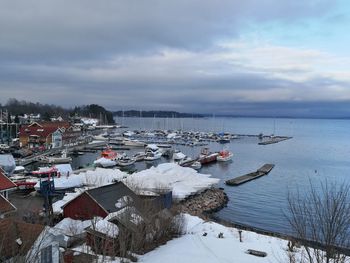 Scenic view of sea against sky during winter