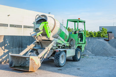 Cement truck at construction site