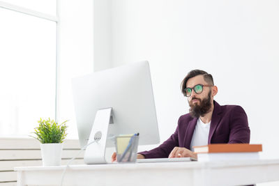 Man working on table