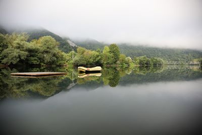 Scenic view of lake by trees