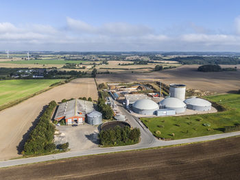 Aerial photo of flemløse biogas, glamsbjerg, denmark