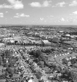 High angle view of cityscape against sky