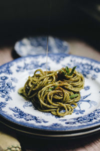 Close-up of served in plate