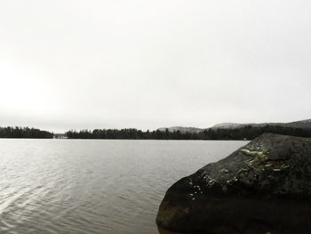 Scenic view of lake against clear sky