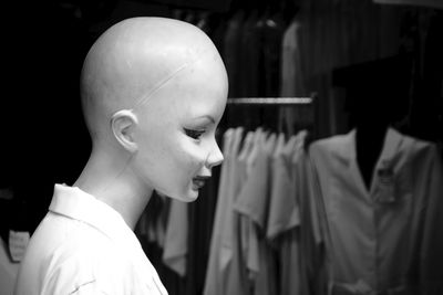 Close-up of mannequin at store