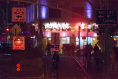 Information sign at night