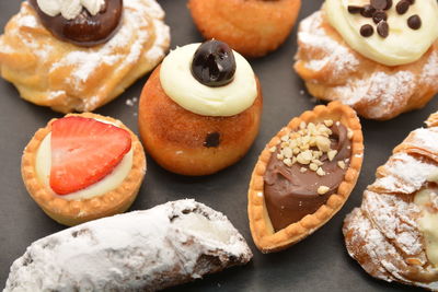 High angle view of cookies on table