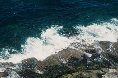 High angle view of sea waves