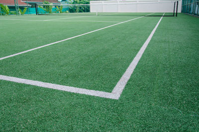 High angle view of yard line on tennis court