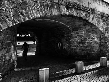 Man walking in old town