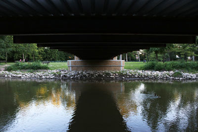 View of bridge below water