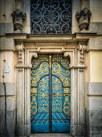 Closed door of building