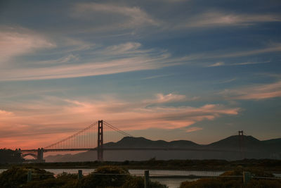 View of golden gate bridge against cloudy sky