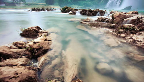 There is detian waterfall view from vietnam