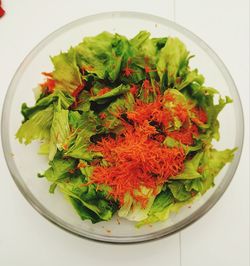 High angle view of salad in bowl