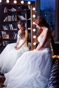 Young woman in wedding dress