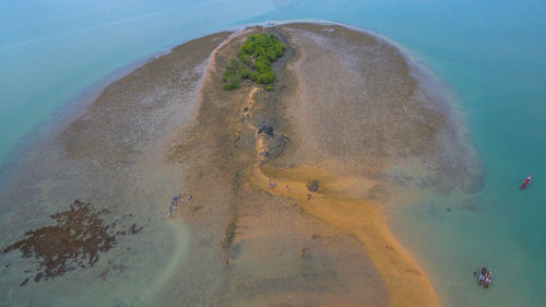 High angle view of people on beach