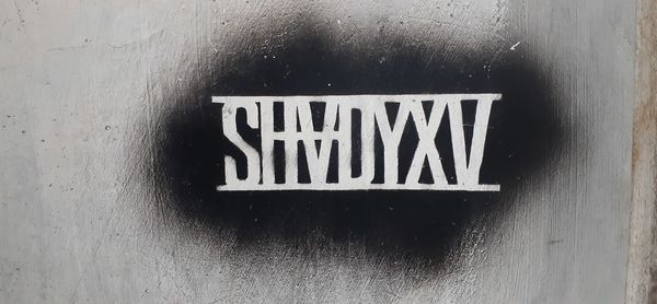 Close-up of text on wall