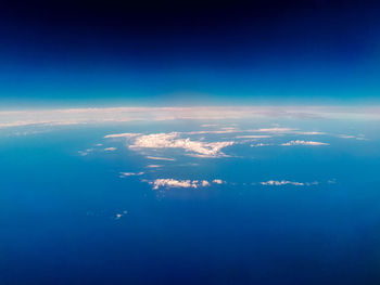 Aerial view of sea against blue sky