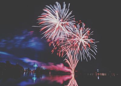 Firework display at night