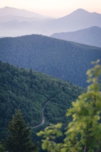 High angle view of mountains against sky