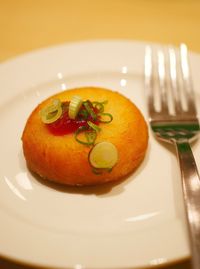 Close-up of served food in plate