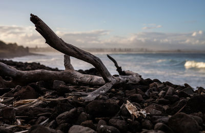 Close-up of rocks on beach