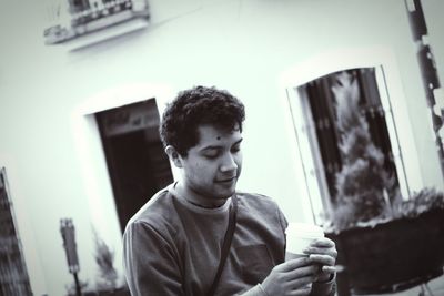 Close-up of boy looking down