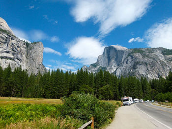 Low angle view of rocky mountains at yosemite national park