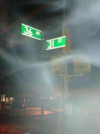 Road sign at night